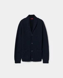 Casaco malha tricotada mistura de lã