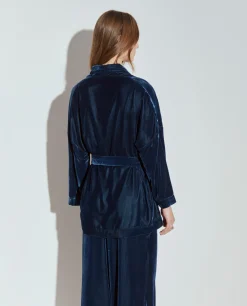 Casaco veludo com cinto