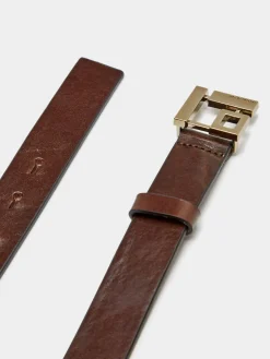 Cinto de pele com fivela monograma