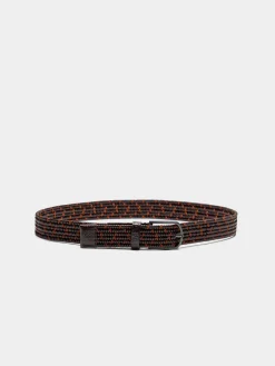 Cinto elástico entrançado em pele