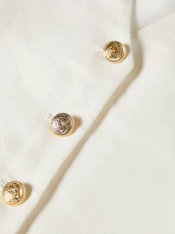 Colete 100% linho com botões brasão dourados