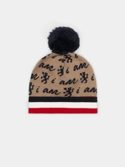 Gorro com pompom e branding all over