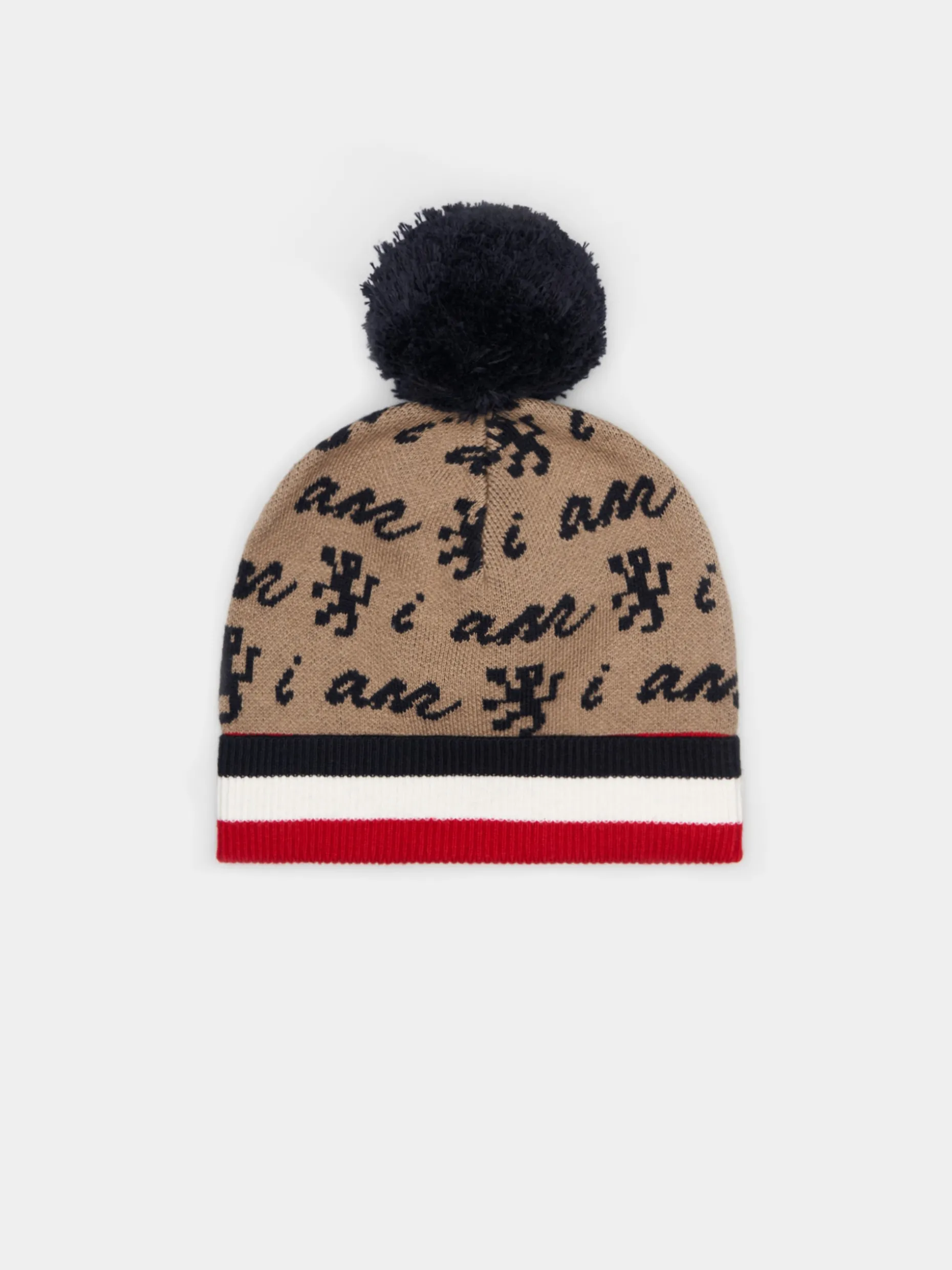 Gorro com pompom e branding all over