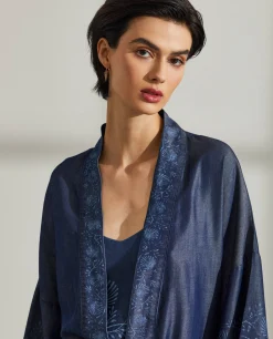 Kimono para mulher em lyocell estampado com cinto