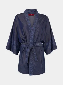 Kimono para mulher em lyocell estampado com cinto