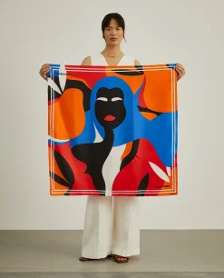 Lenço de seda estampado mulher