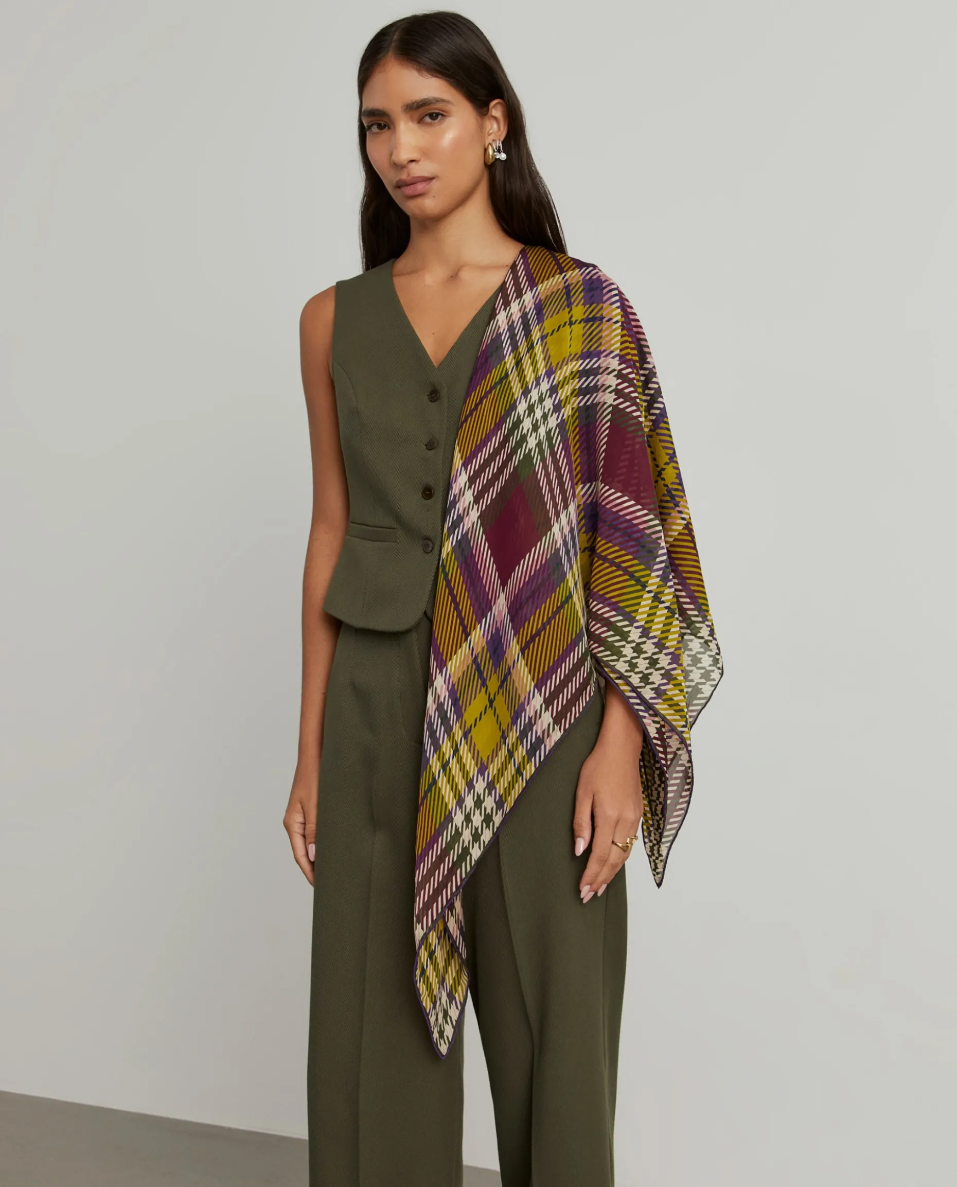 Lenço estampado de seda