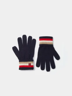 Luvas em lã com risca tricolor