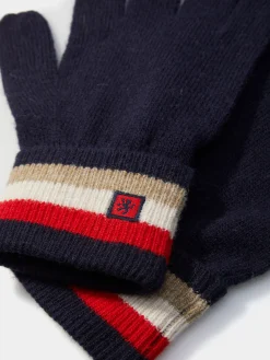 Luvas em lã com risca tricolor