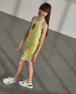 Macacão às riscas sem mangas com estampado