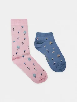 Meias com motivos de flores