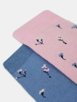 Meias com motivos de flores