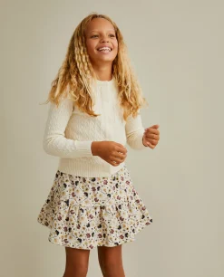 Mini-saia com estampado de flores