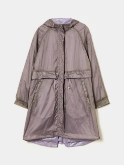 Parka transparente com capuz