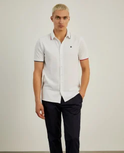 Polo camisa em algodão com riscas