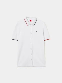 Polo camisa em algodão com riscas