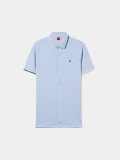 Polo camisa em algodão com riscas