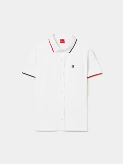 Polo camisa malha piqué com riscas
