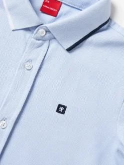 Polo camisa malha piqué com riscas