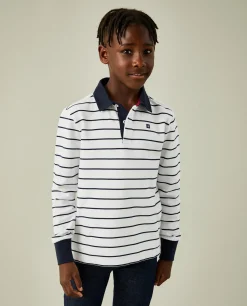 Polo de manga comprida às riscas