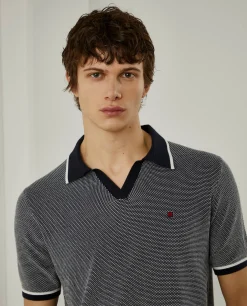 Polo de manga curta bicolor