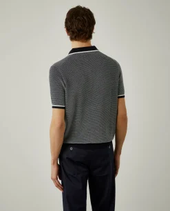 Polo de manga curta bicolor