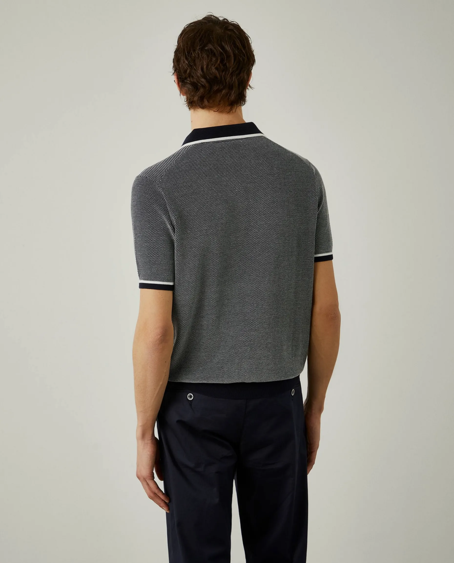 Polo de manga curta bicolor