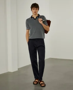 Polo de manga curta bicolor