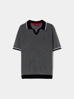 Polo de manga curta bicolor