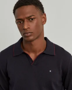 Polo manga comprida em algodão e caxemira