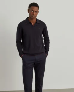 Polo manga comprida em algodão e caxemira