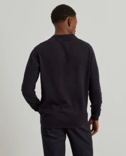 Polo manga comprida em algodão e caxemira