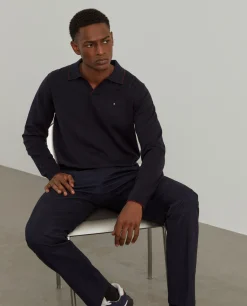 Polo manga comprida em algodão e caxemira