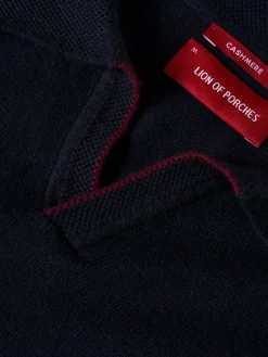 Polo manga comprida em algodão e caxemira