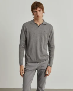 Polo manga comprida em algodão e caxemira