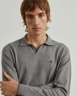 Polo manga comprida em algodão e caxemira