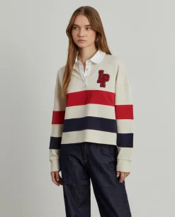 Polo manga comprida às riscas