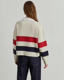 Polo manga comprida às riscas