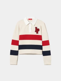 Polo manga comprida às riscas