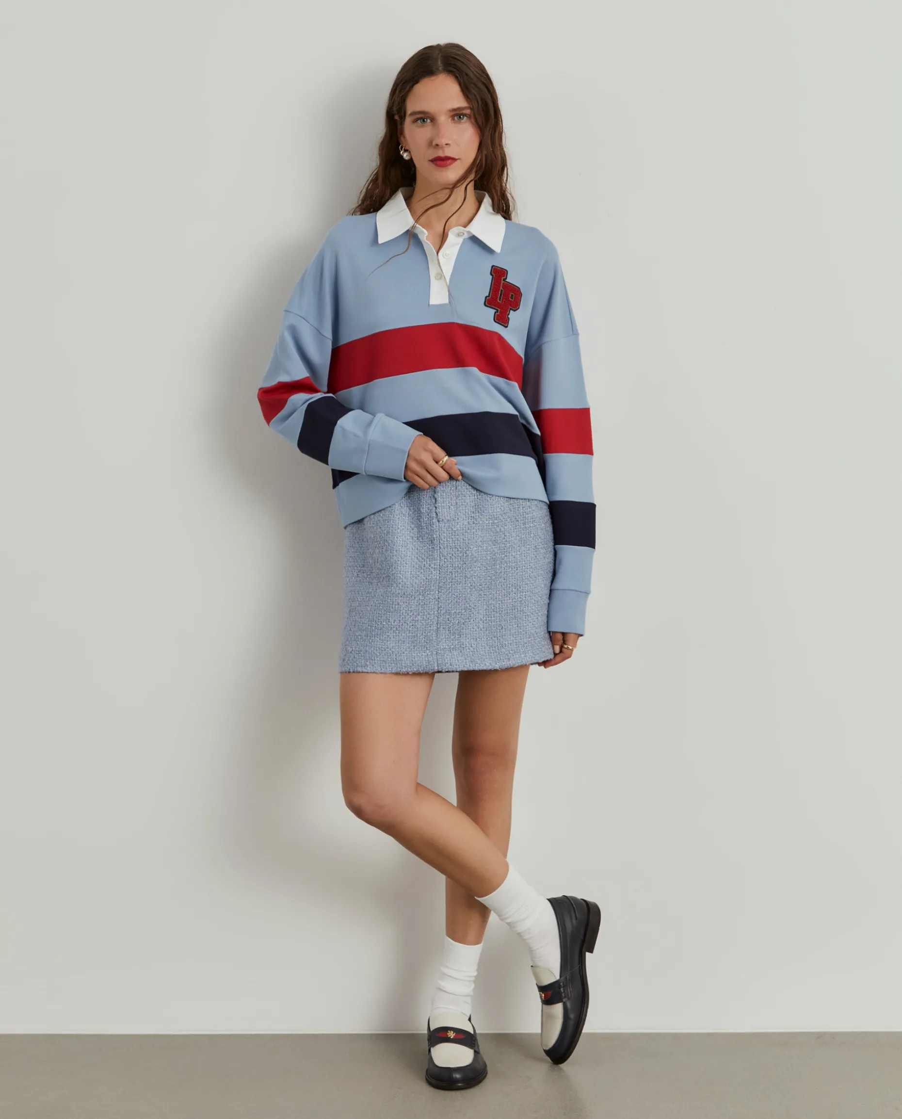 Polo manga comprida às riscas