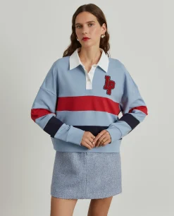 Polo manga comprida às riscas