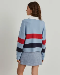 Polo manga comprida às riscas