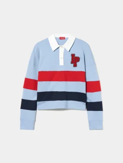 Polo manga comprida às riscas