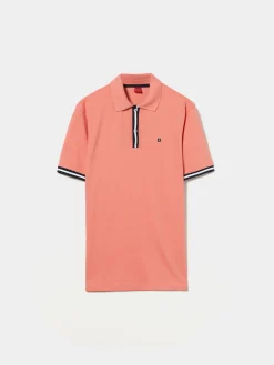 Polo manga curta em algodão com riscas