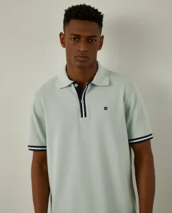 Polo manga curta em algodão com riscas