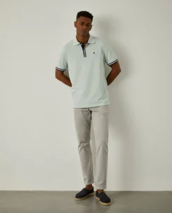 Polo manga curta em algodão com riscas