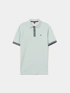 Polo manga curta em algodão com riscas