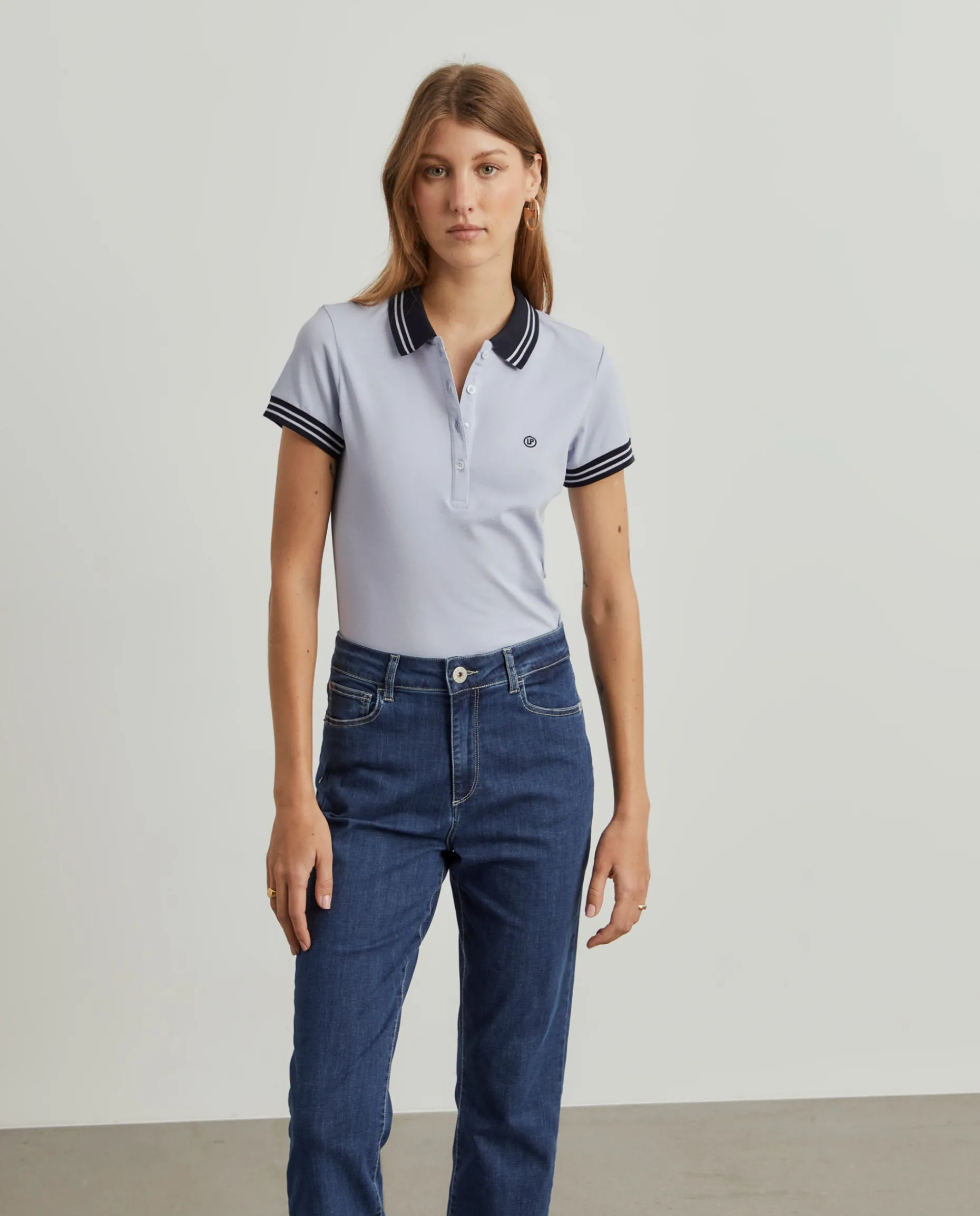 Polo piqué bicolor em algodão