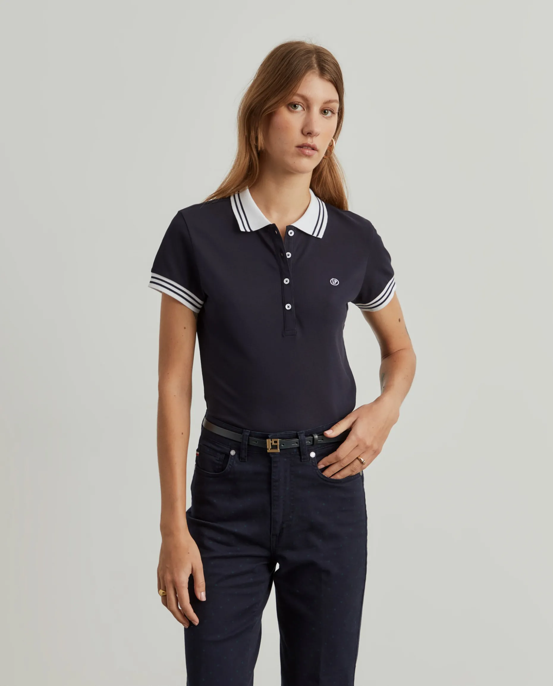 Polo piqué bicolor em algodão