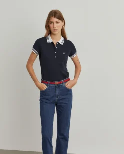 Polo piqué bicolor em algodão